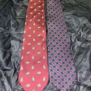 Lot of 2 Old Money Vintage Silk Ties — Tom James & Dior Monsieur — 57”
